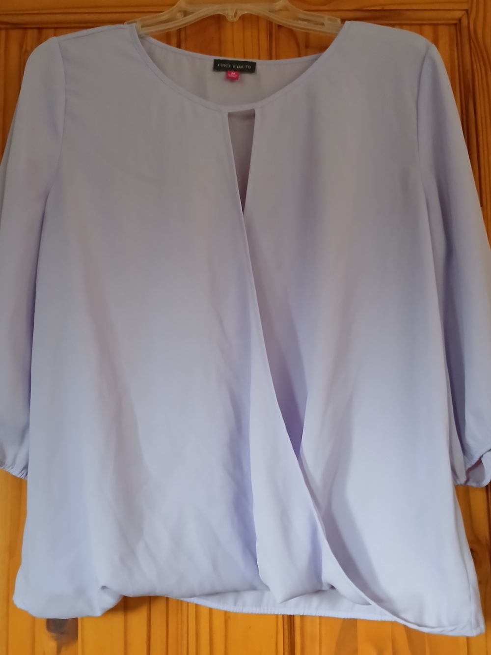 Vince Camuto Pastel Lavender Draped Surplice Blouse